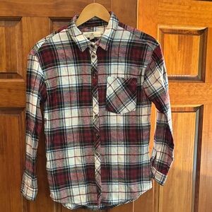 Thread & Supply Women's Checkered Button-Down Shirt - Burgundy, Navy, Cream